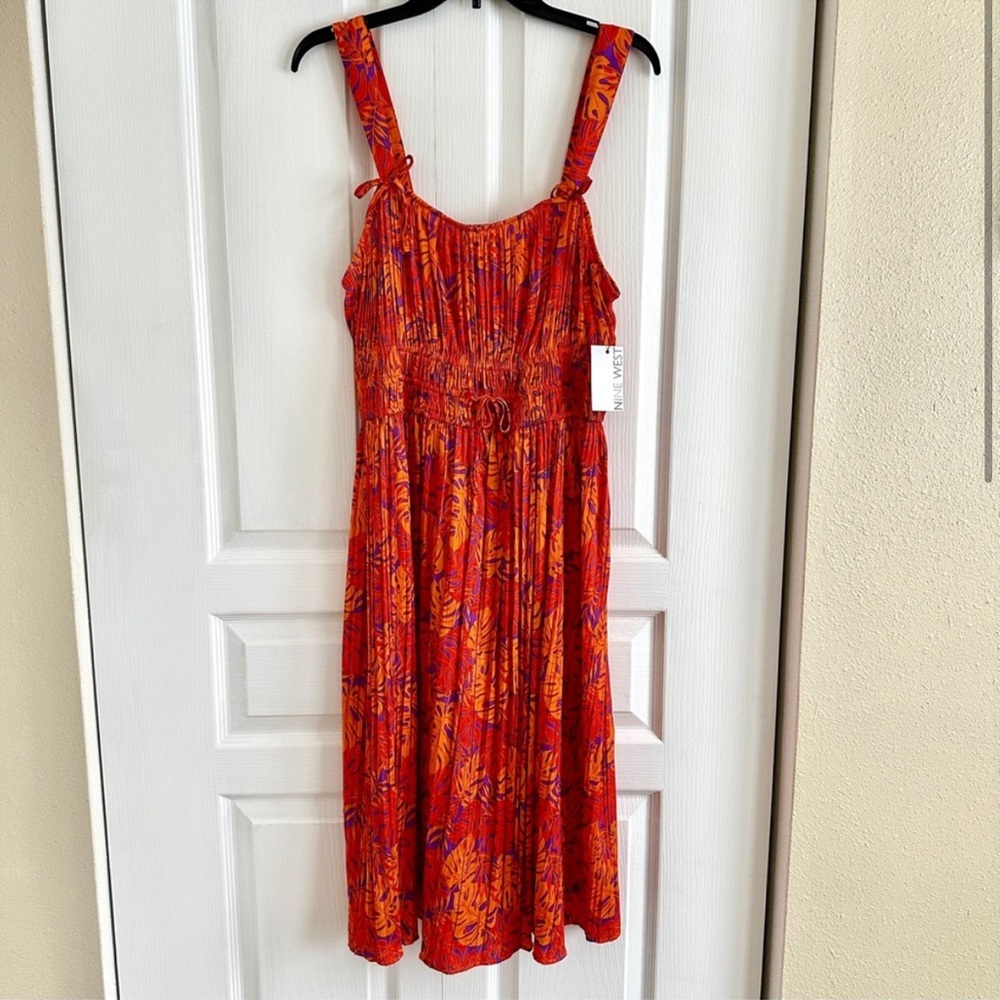 NWT Nine West Orange Floral Strappy Dress